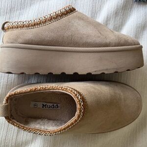 Mudd Women's Beige Tan Platform Mules with Braided Trim